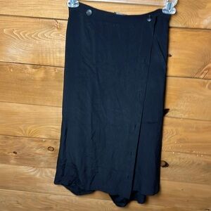 Rachel Comey Women’s 100 % Silk Skort Culottes 2 black Midi wrap buttons pockets